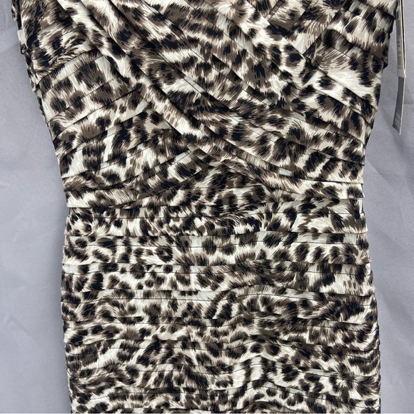 Adrianna Papell Sleeveless Jersey Leopard Print Pleated Sheath Dress Size 4 NWT - Picture 7 of 9